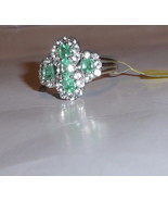 GREEN COLOMBIAN EMERALD OVAL &amp; WHITE TOPAZ COCKTAIL RING, 925, SIZE 9, 1... - $125.00