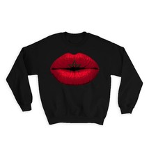 Lips Moroccan Flag : Gift Sweatshirt Morocco Expat Country For Her Woman Feminin - $28.95