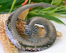 Vintage Coiled Snake Brooch Pin Rattlesnake Bronze Geometric - $19.95