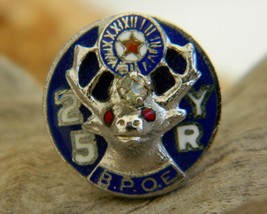 Vintage elk bpoe 25 year enamel lapel pin membership fraternal thumb200