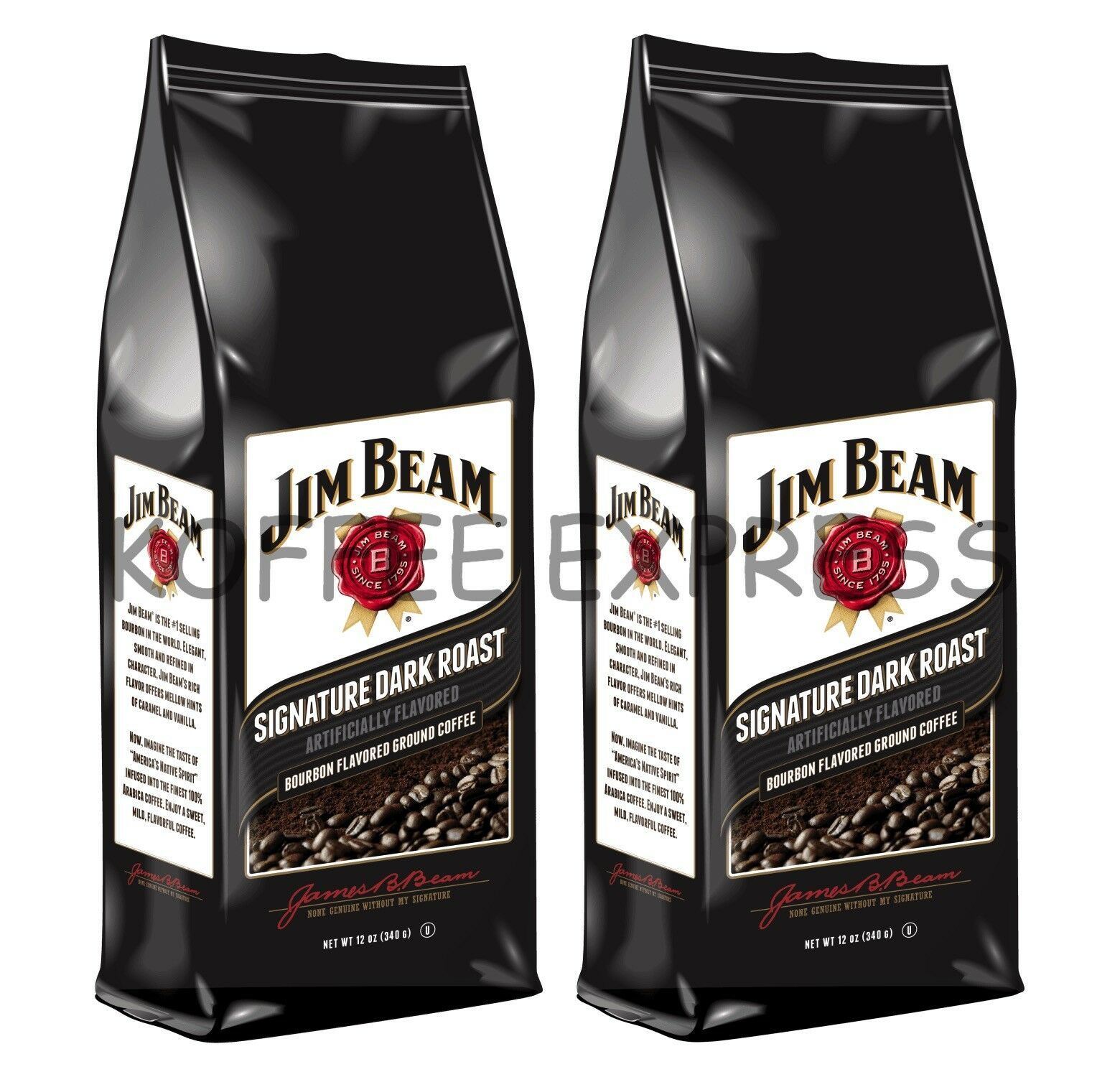 Primary image for Jim Beam Signature Dark Roast Bourbon Flavored Ground Coffee, 2 bags/12 oz each