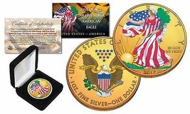 Combo 24K GOLD GILDED / COLOR 2017 American Silver Eagle 1 Oz .999 Coin ... - $74.76