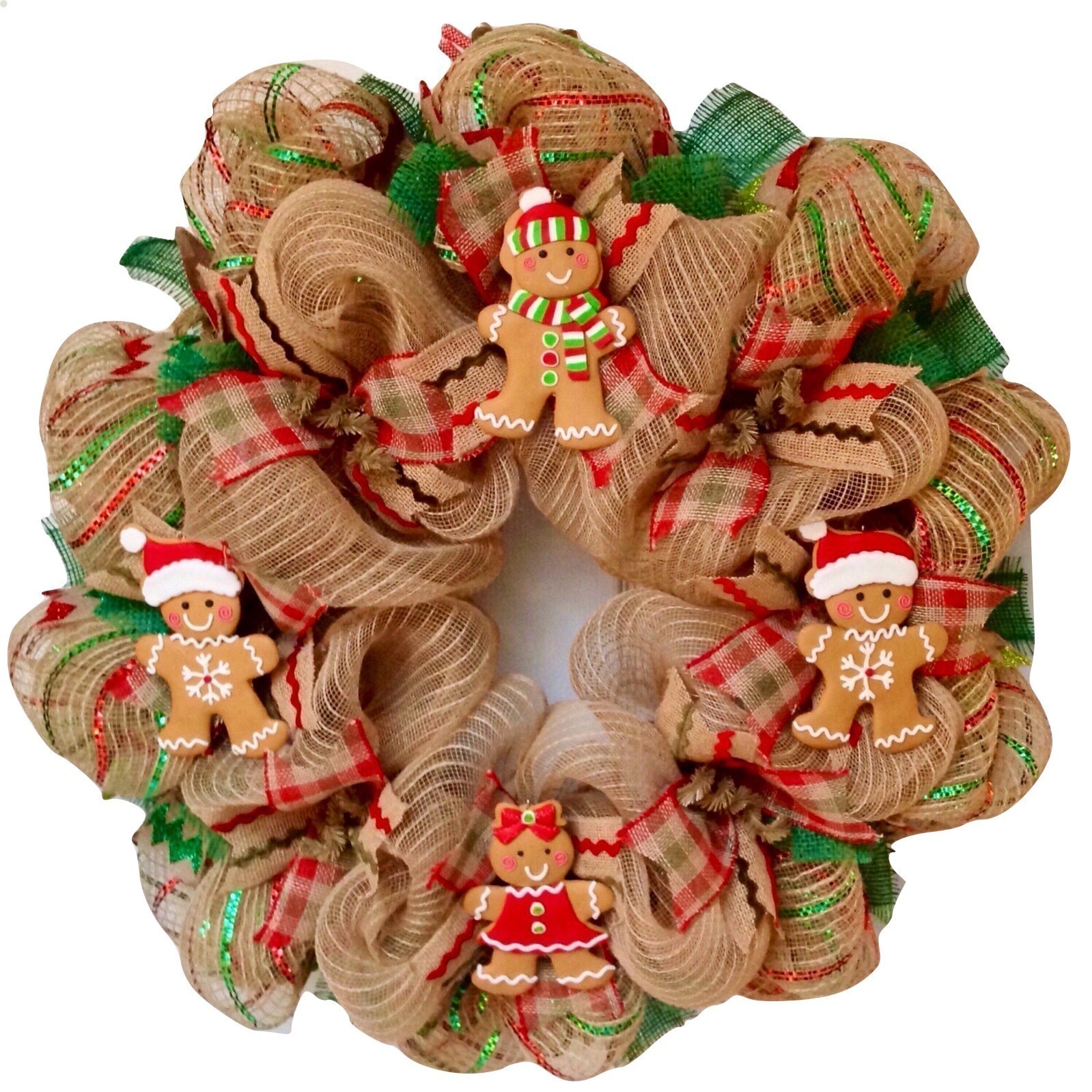 plush gingerbread wreath accent