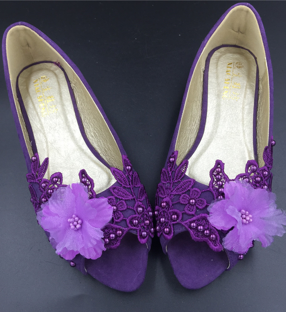 Dark Purple Open toe Lace Women Wedding Shoes,Bridal Shoes US Size 7,8,9,10,11