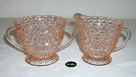 Jeannette Holiday Buttons & Bows Pink Creamer & Sugar - $16.95