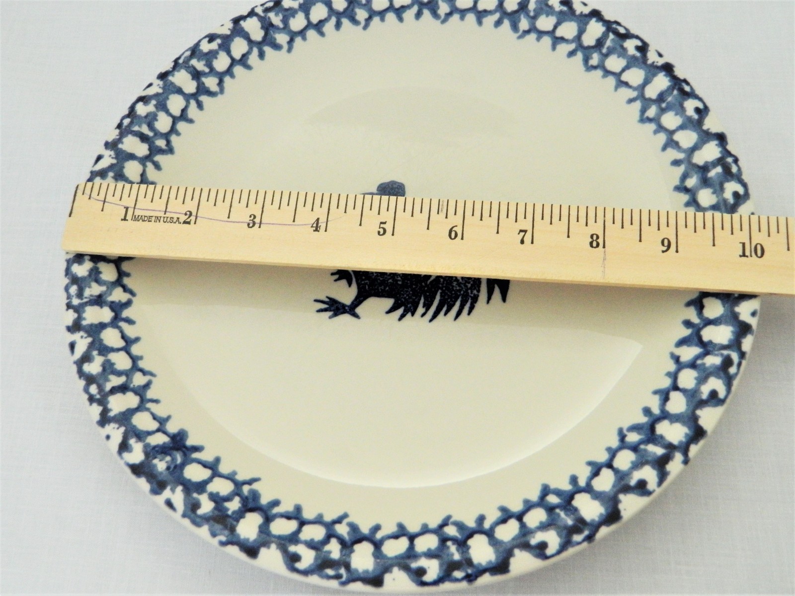 Folk Craft Tienshan Dinner Plate Sponge Blue Rooster Plates