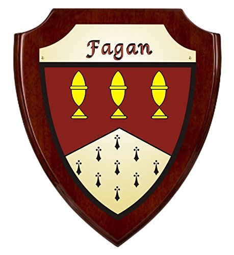 Fagan Irish Coat of Arms Shield Plaque - Rosewood Finish