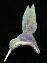 Hummingbird Figurine Figure Beaded Blue Green White Sugared Beads 2x4 Bird - $12.22