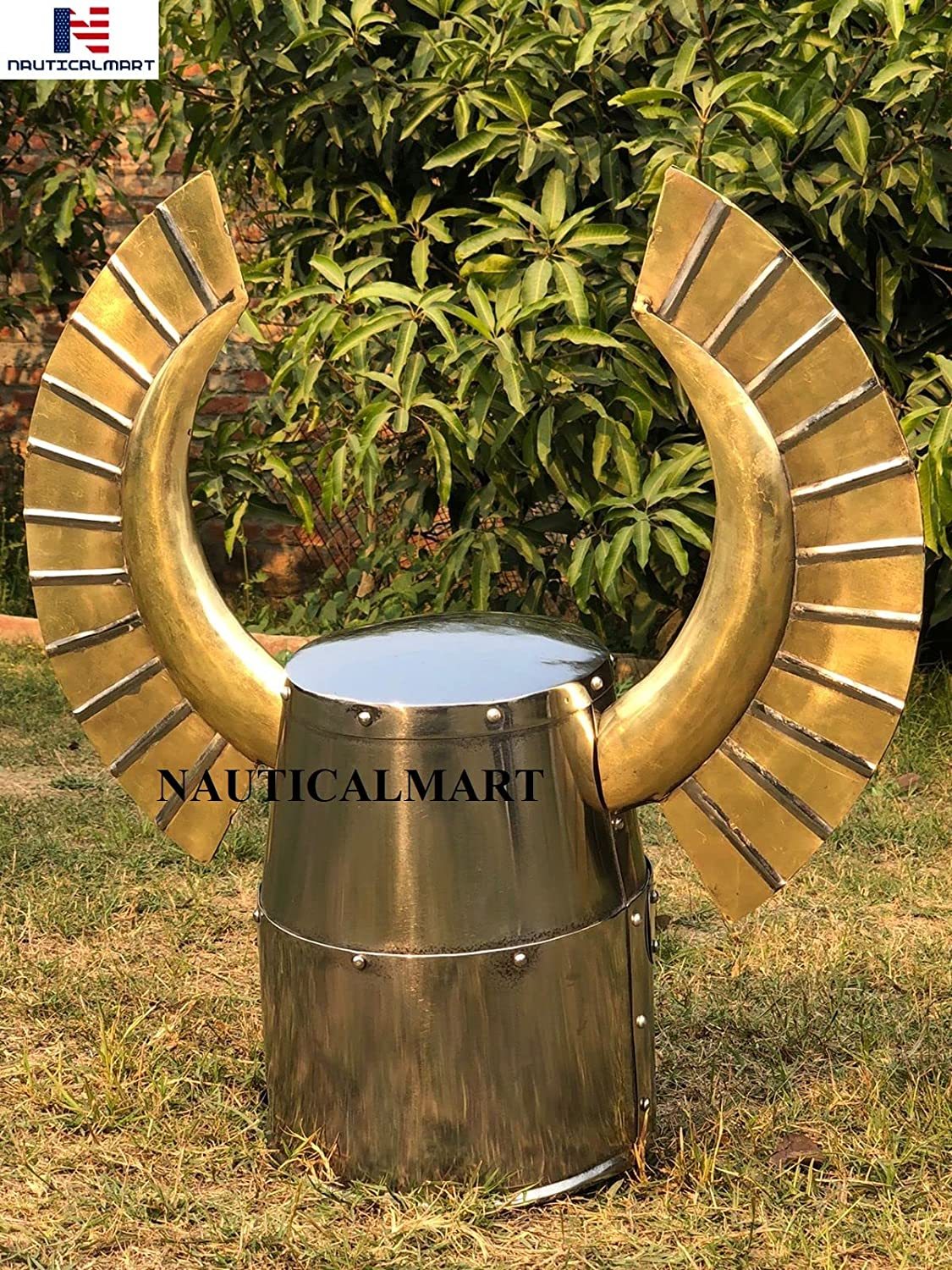 Templar Horn Fantasy Warrior Helmet SCA LARP Knight Helmet Steel