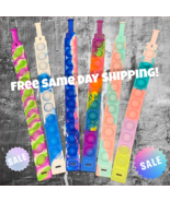 6PC-Fidget Rainbow Bubble Push Pop Washable Bracelet Sensory Toy For Kids/Adults - $10.39