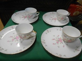 Beautiful LEFTON China Set of 4 LUNCHEON/DESSERT Sets Plate and Cup - $32.26