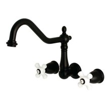 Heritage 2-Handle Wall Mount Kitchen Faucet in Matte Black  - $323.99