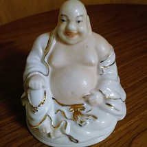 Monti Llardo Porcelain Design in Spain Happy Buddha Figurine White Gold Trim Fig image 1