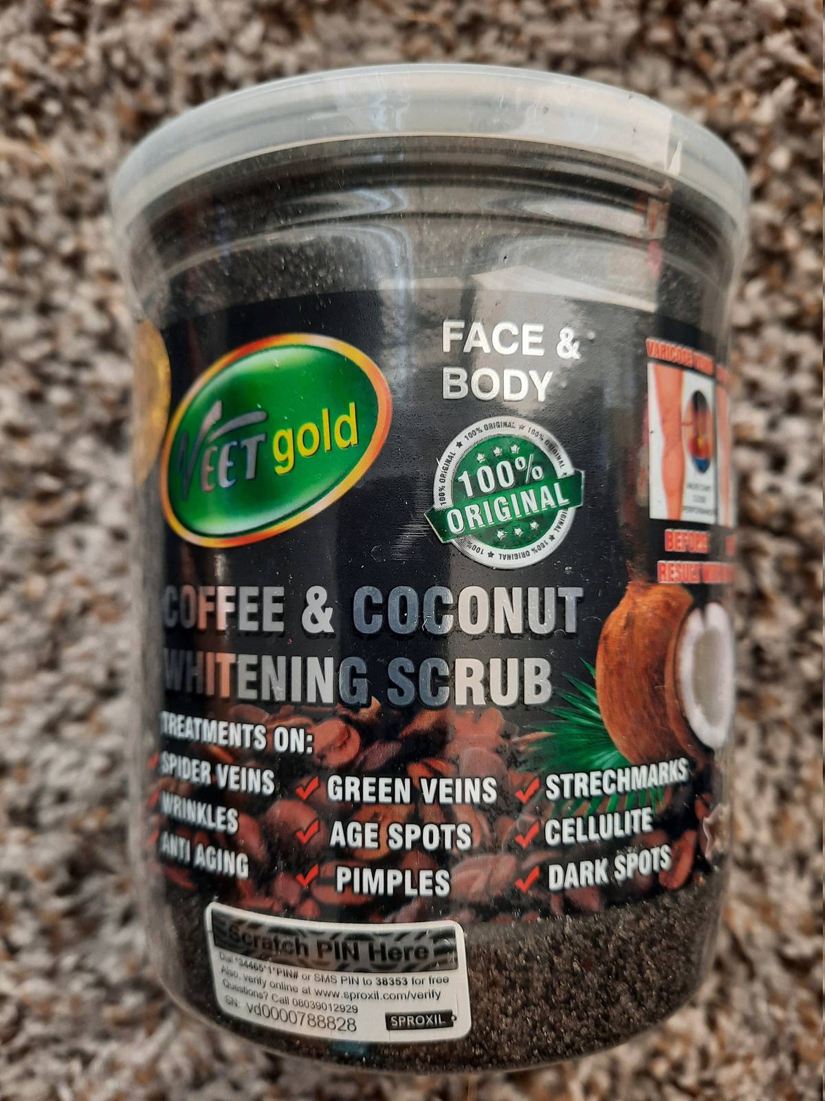 Veet gold coffee and coconut whitening scrub