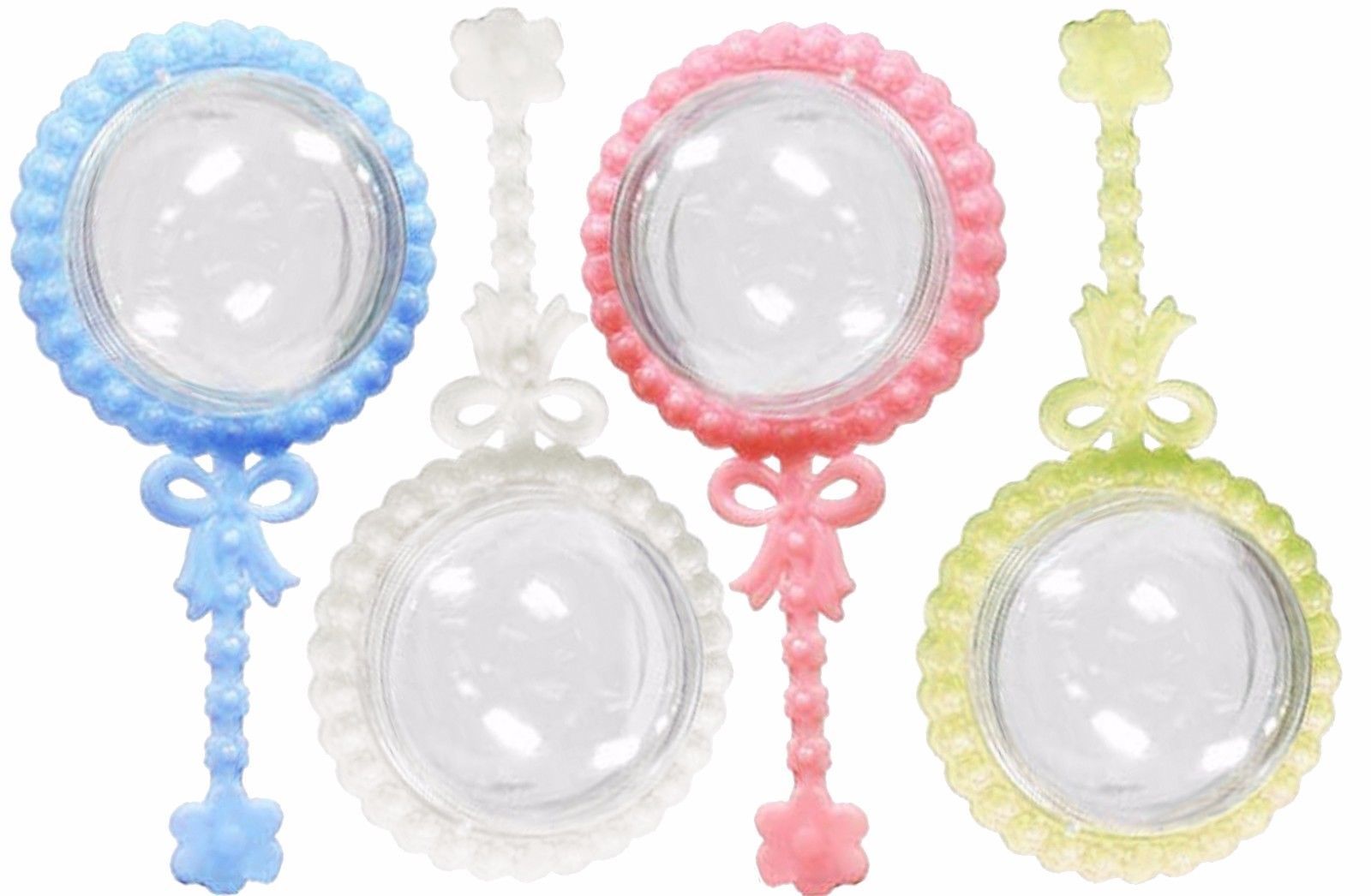 12 Fillable plastic baby rattles shower favor Wedding Favors