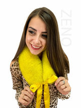 Fox Fur Scarf  27' (70cm) Saga Furs Bright Yellow Fur Collar Detachable Ribbon image 4