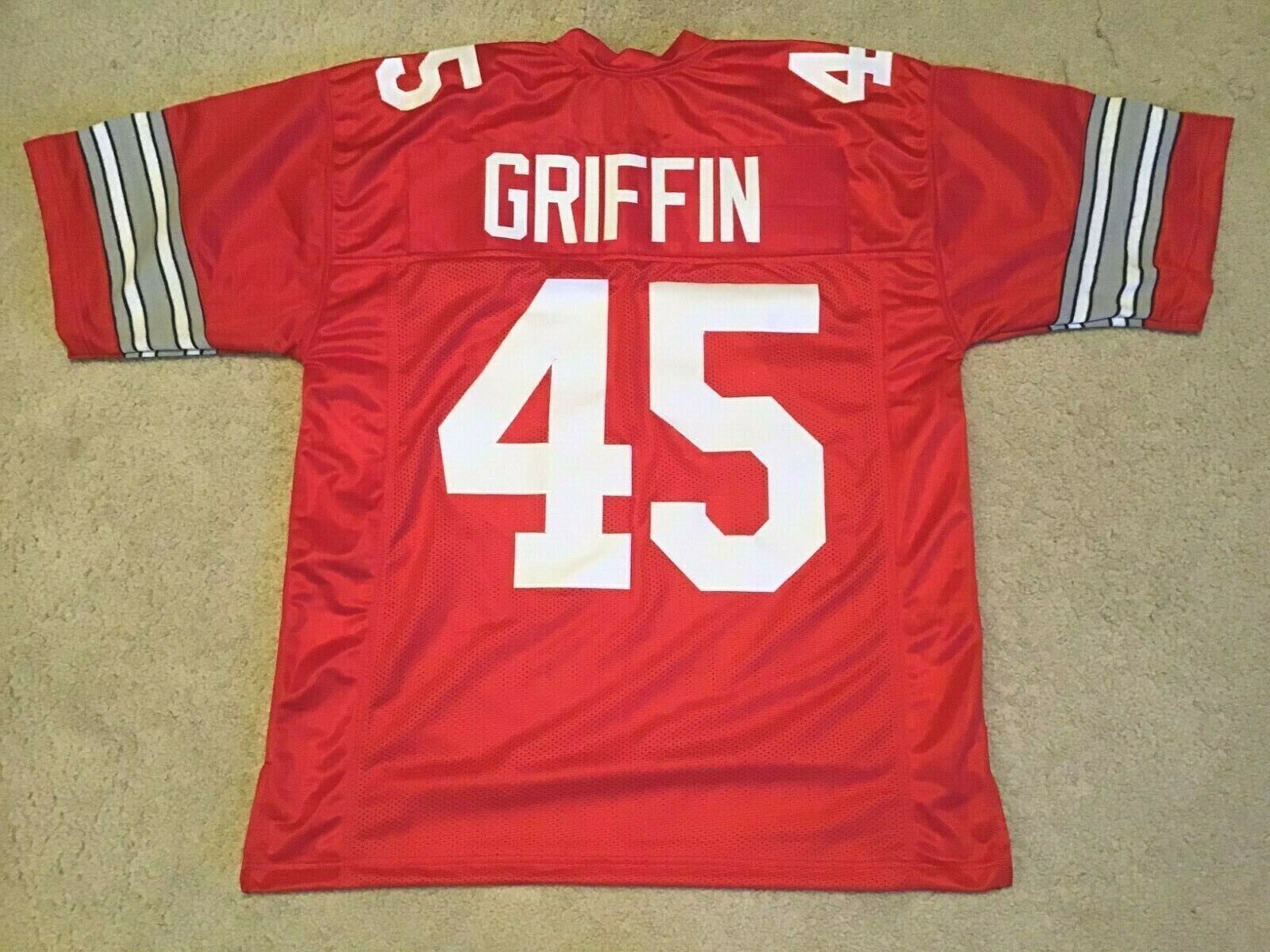 UNSIGNED CUSTOM Sewn Stitched Archie Griffin Red Jersey - M, L, XL, 2XL