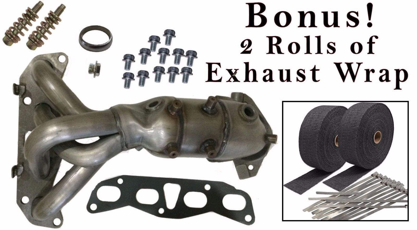Manifold Exhaust Catalytic Converter 2.5L Heat Wrap & Hardware For
