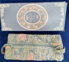 Vintage 1984 Avon Victorian Rose Traveler w Box Makeup Bag Blue Pink Qui... - $8.90