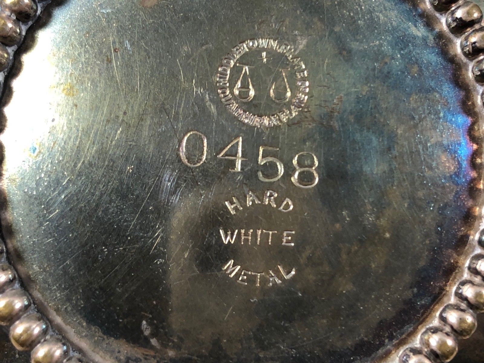 ANTIQUE MIDDLETOWN HARD WHITE METAL QUADRUPLE SILVER PLATE CREAMER