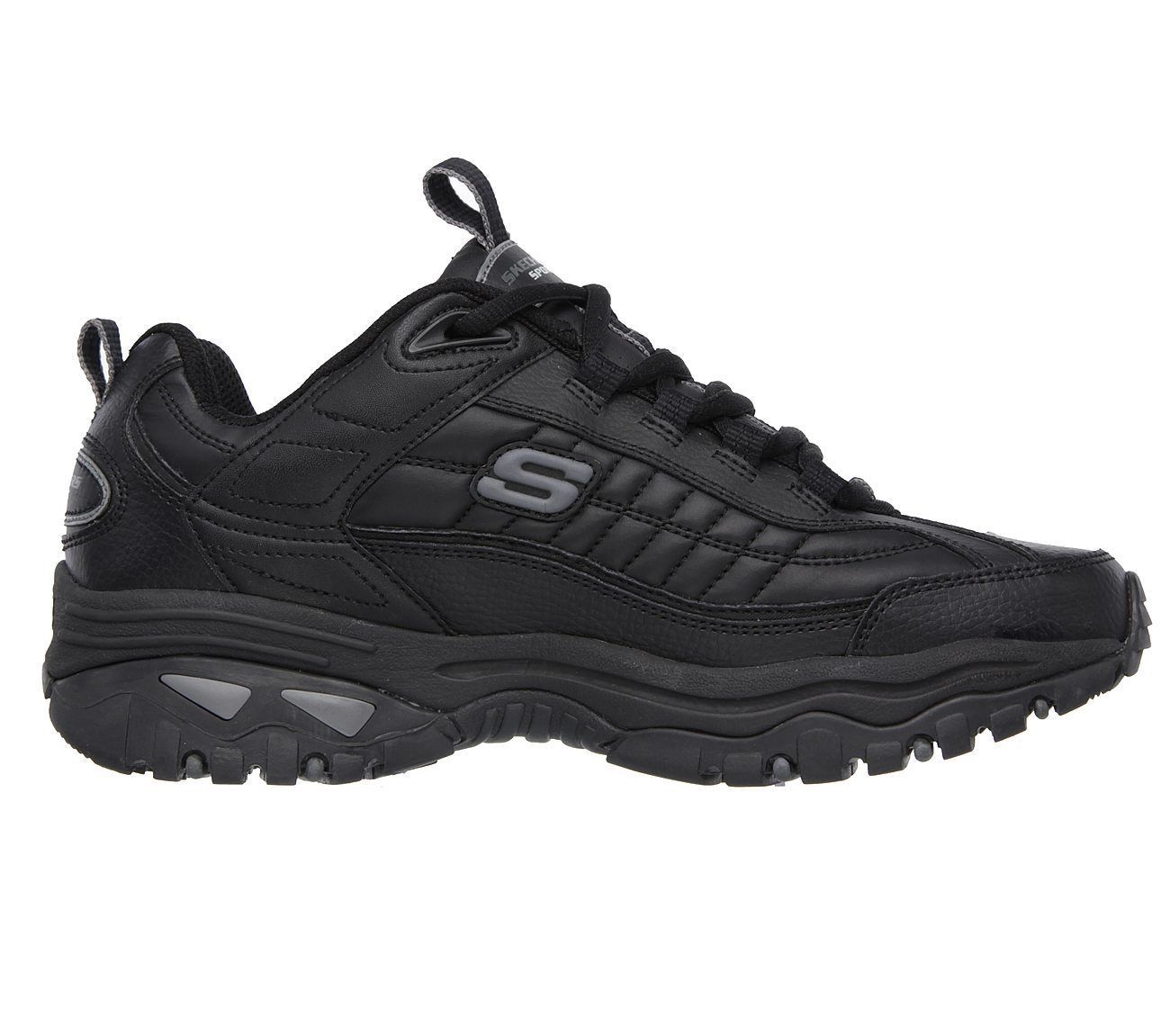 Skechers Black Shoes Men Sport Train Soft Leather Sneaker Comfort ...