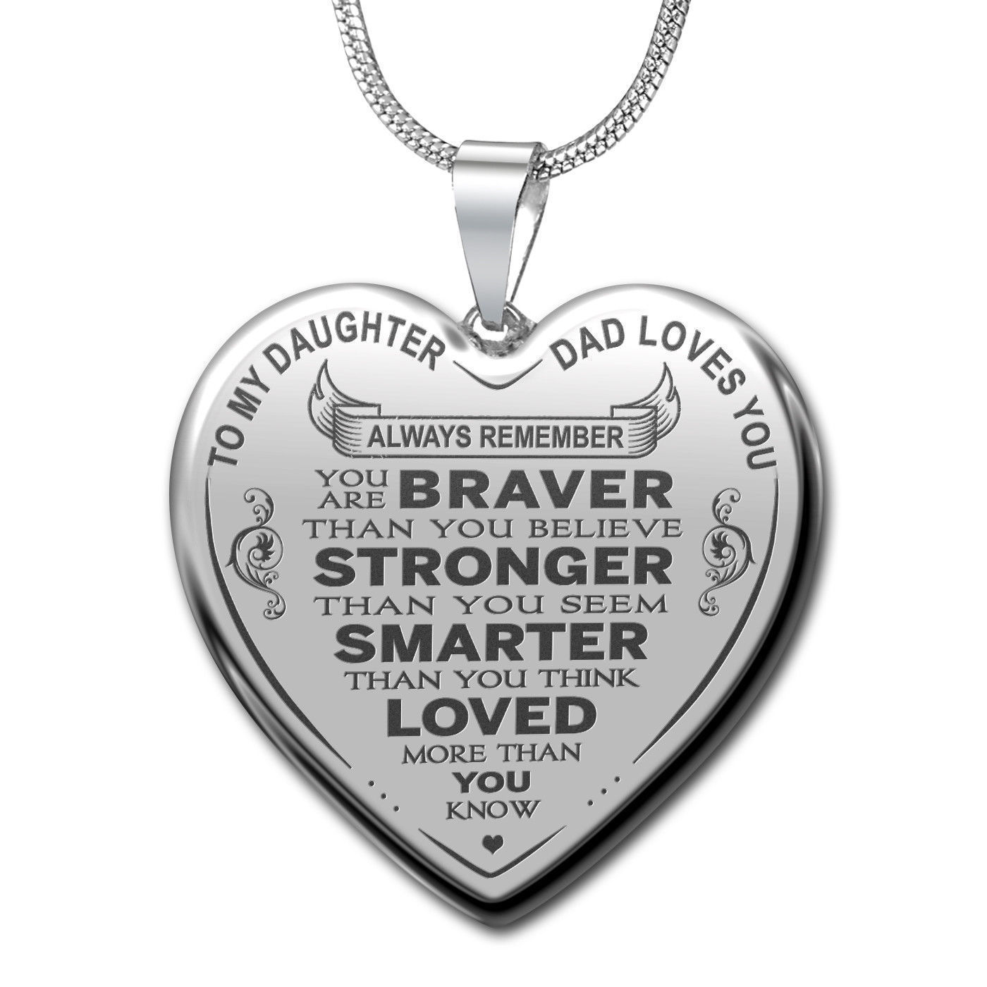 To My Daughter Unique Novelty Engraved Heart Necklace - Father and ...