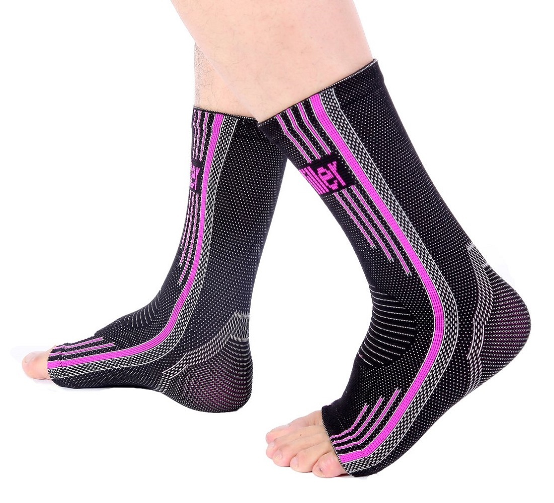 Doc Miller Ankle Brace Compression - Support Sleeve 1 Pair for Injury  (Pink, M)