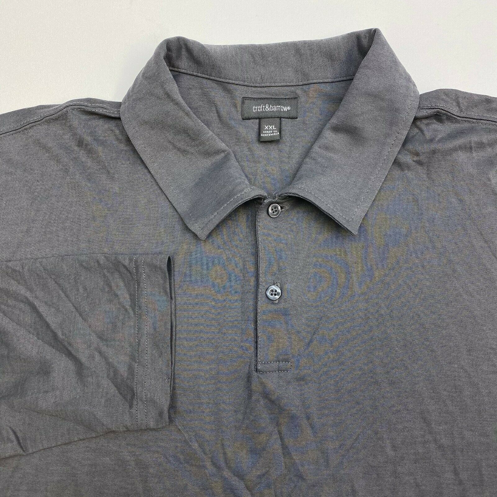 Croft & Barrow Polo Shirt Mens XXL Gray Rayon Polyester Long Sleeve ...