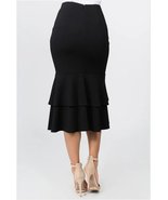 Black Tiered Ruffled Mermaid Midi Skirt - £11.94 GBP