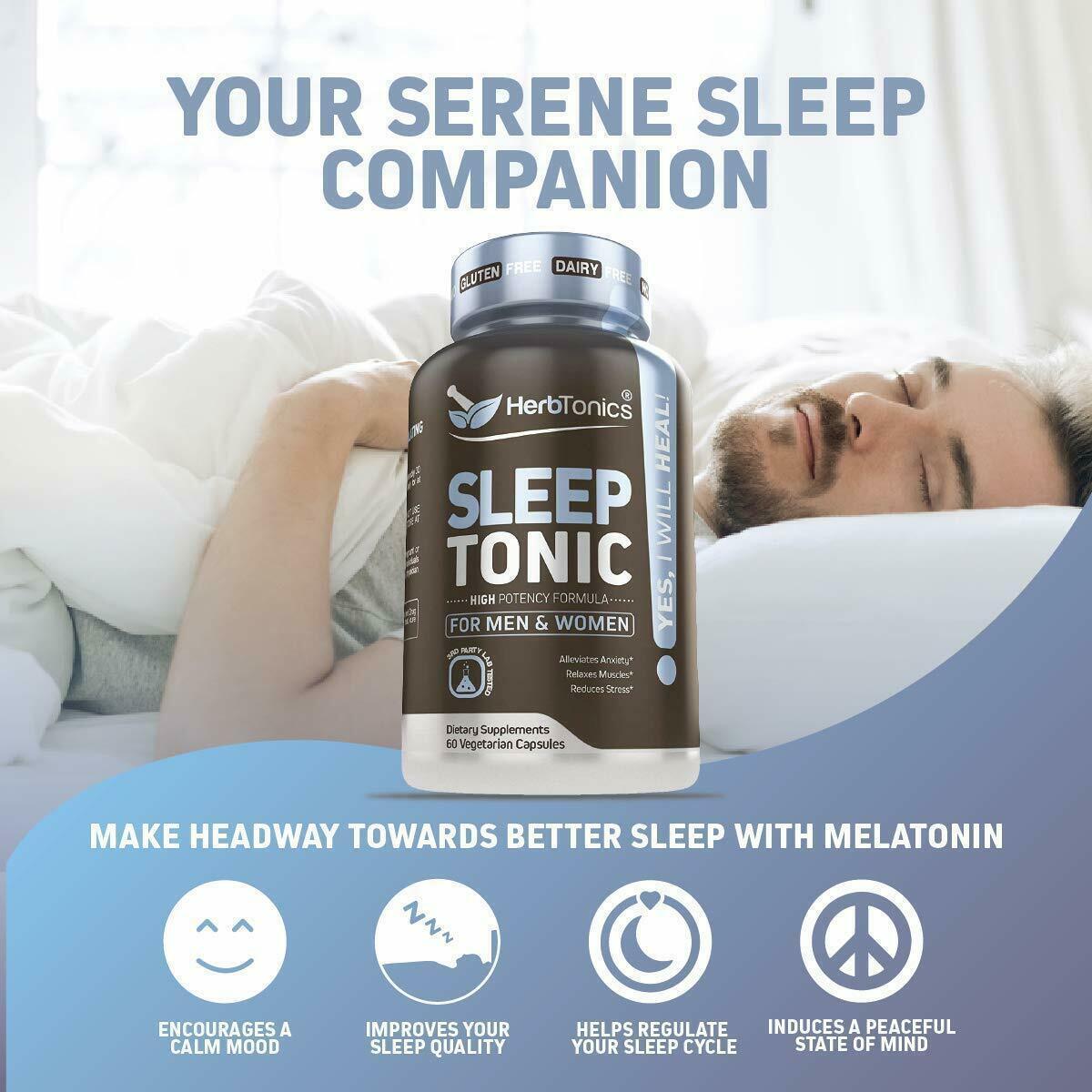 Sleep Aid Melatonin Natural Non-Habit Forming Stress, Anxiety ...