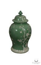 Green and White Italian Porcelaïn Pottery Lidded Canister - $235.00