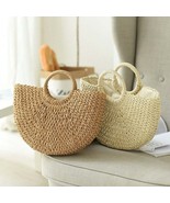 Hand bag summer beach Woven bag cotton lining straw Handbags Totes - $26.00