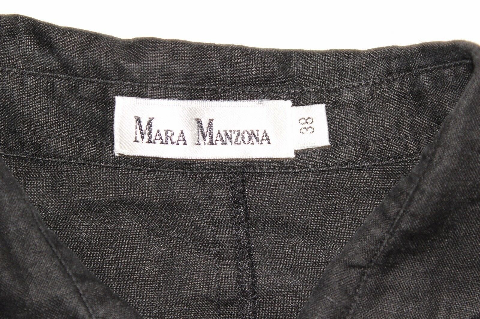 Women's Vintage MARA MANZONA 3/4 Sleeve Black 100% Linen Top Shirt UK12 UK14 - Tops & Blouses
