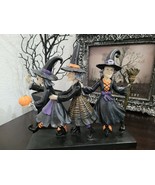 Halloween Trio Witches Dancing Sculpture Figurine Tabletop Decor - $44.54