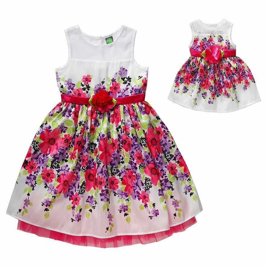 Primary image for Girl 12 and Doll Matching Fancy Floral Easter Summer Party Dress American Girl