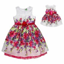 Girl 12 and Doll Matching Fancy Floral Easter Summer Party Dress America... - $32.99