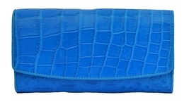 Latest Design Sky Blue Easy To Handle Crocodile Belly Leather Women Clutch - $391.99