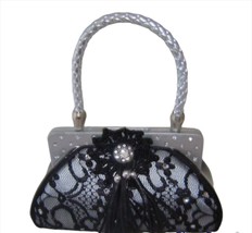 Money Bank Black Lace Purse Handbag Cash Savings Top Slot Ladies Elegant Plug
