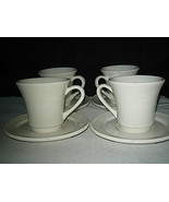 Oneida Espree Tailsman Cups &amp; Saucers set Cream White Porcelain F1040000... - $29.99