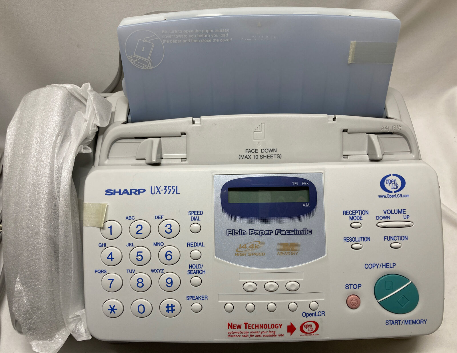 Sharp UX355L Plain Paper Facsimile Machine FOR PARTS OR REPAIR Fax