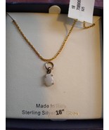 Vintage Opal Pendant, Italian Gold over Silver Chain - $9.50