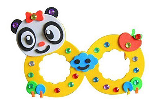 Set of 3 EVA Sticker Easy Crafts for Kids DIY Colorful Glasses(Cute Panda)