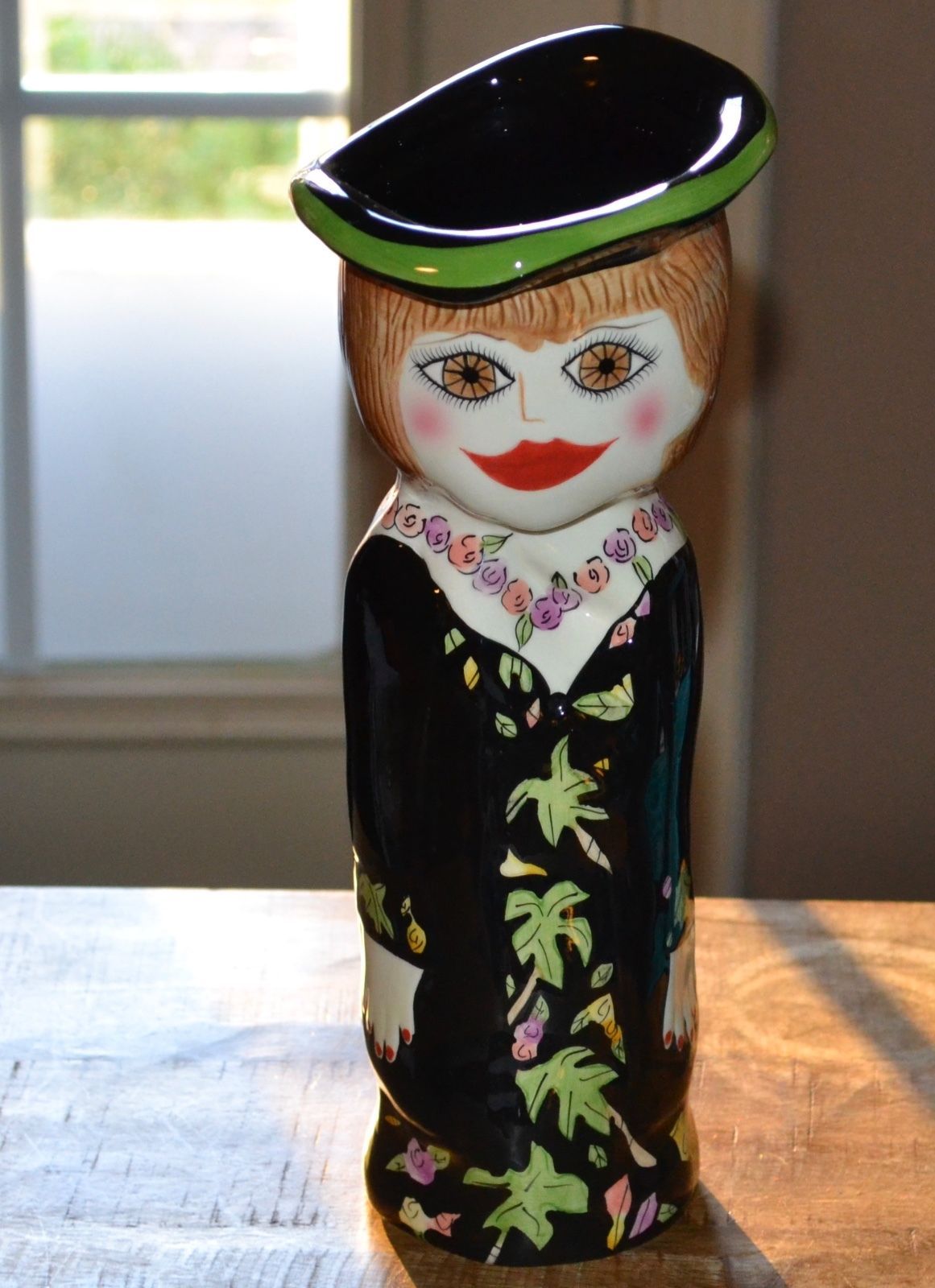 Bella Casa Ganz Hand Painted 11.5 Inch Lady Ceramic Vase "PEARL" By
