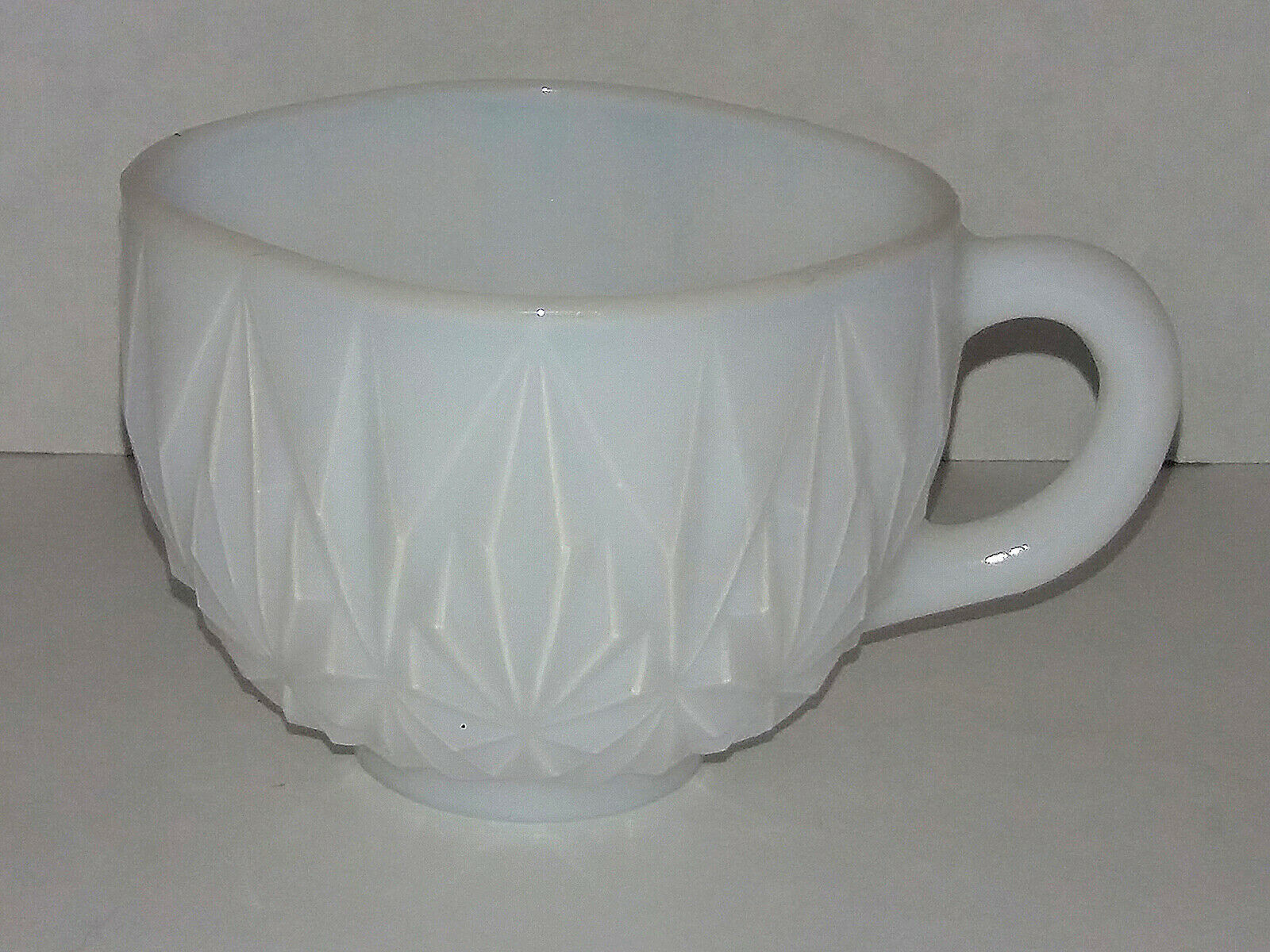 Vintage Federal Style Milk Glass Teacups Intricate Diamond Pattern