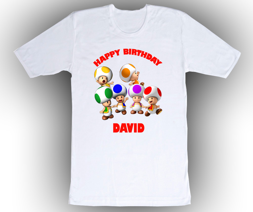 Personalized Super Mario Bros Toad Birthday T-Shirt Gift