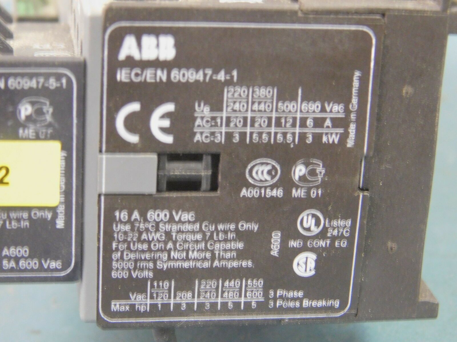 2 Allen Bradley Contactors IEC/EN 60947-4-1 with IEC/EN 60947-5-1 ...