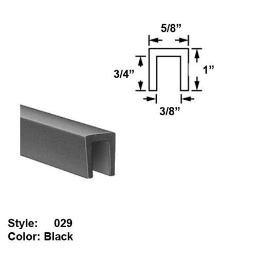 Neoprene Rubber U-Channel Push-On Trim Ht 10 ft 5//16/" x Wd Black 1//4/"