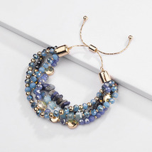 Fashion Jewelry Multi Layered Crystal Natural Stone Beaded Bracelet Braided Stac - $15.05