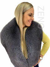 Fox Fur Stole 55' (140cm) Saga Furs Dark Grey Fur Collar Wrap Scarf Boa image 6