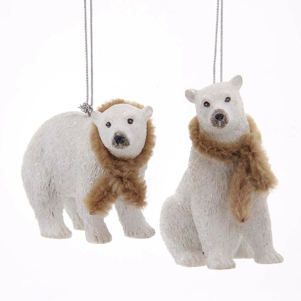Winter White Polar Bear Ornaments